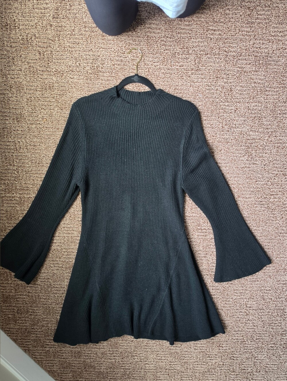 SHEIN Black Ribbed Long-Sleeve Turtleneck Sweater Dress